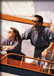 Couple on a sailboat
