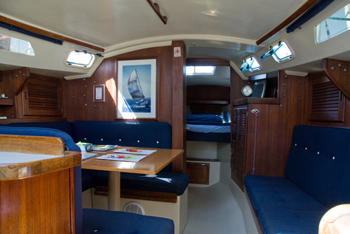 Living quarters of a sailboat