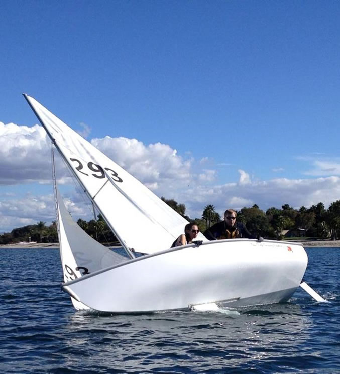 UCSD Sailing Team on a nearly capsized boat